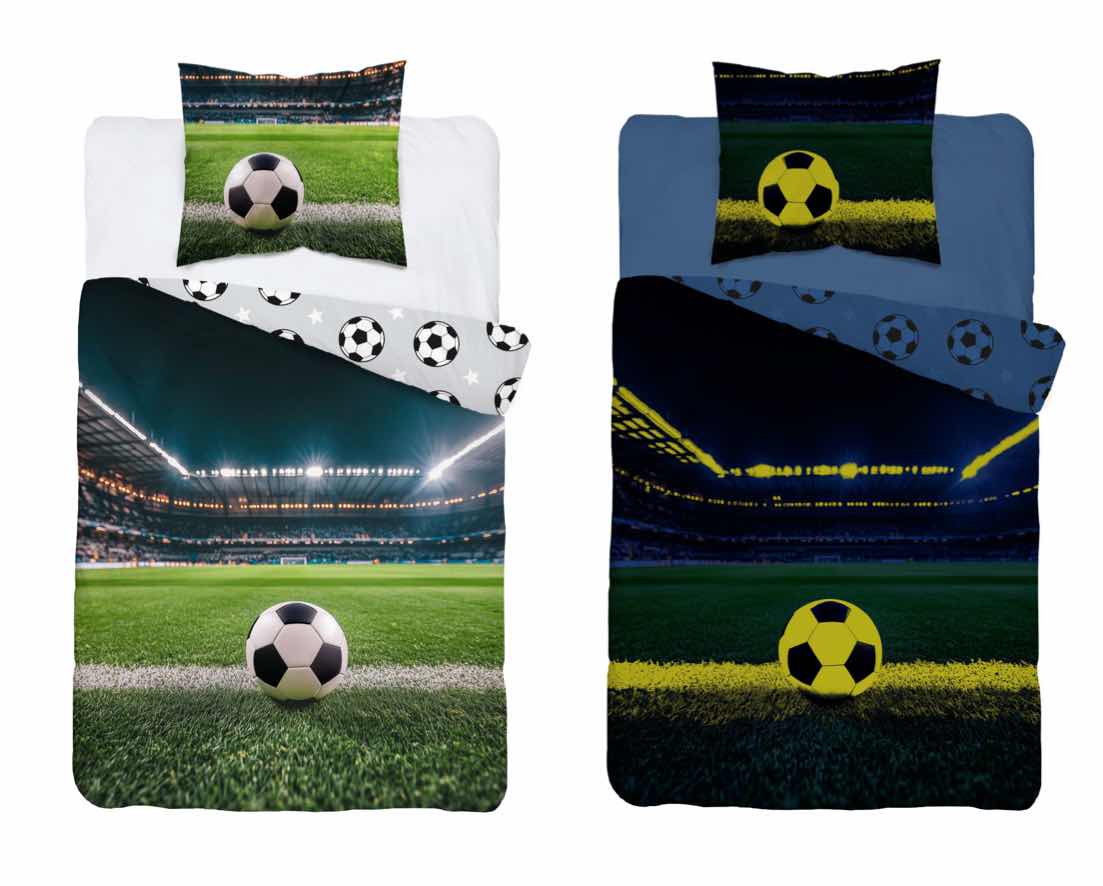 Voetbal Dekbedovertrek Glow in the Dark 140x200 Duurzaam 2in1 Katoen