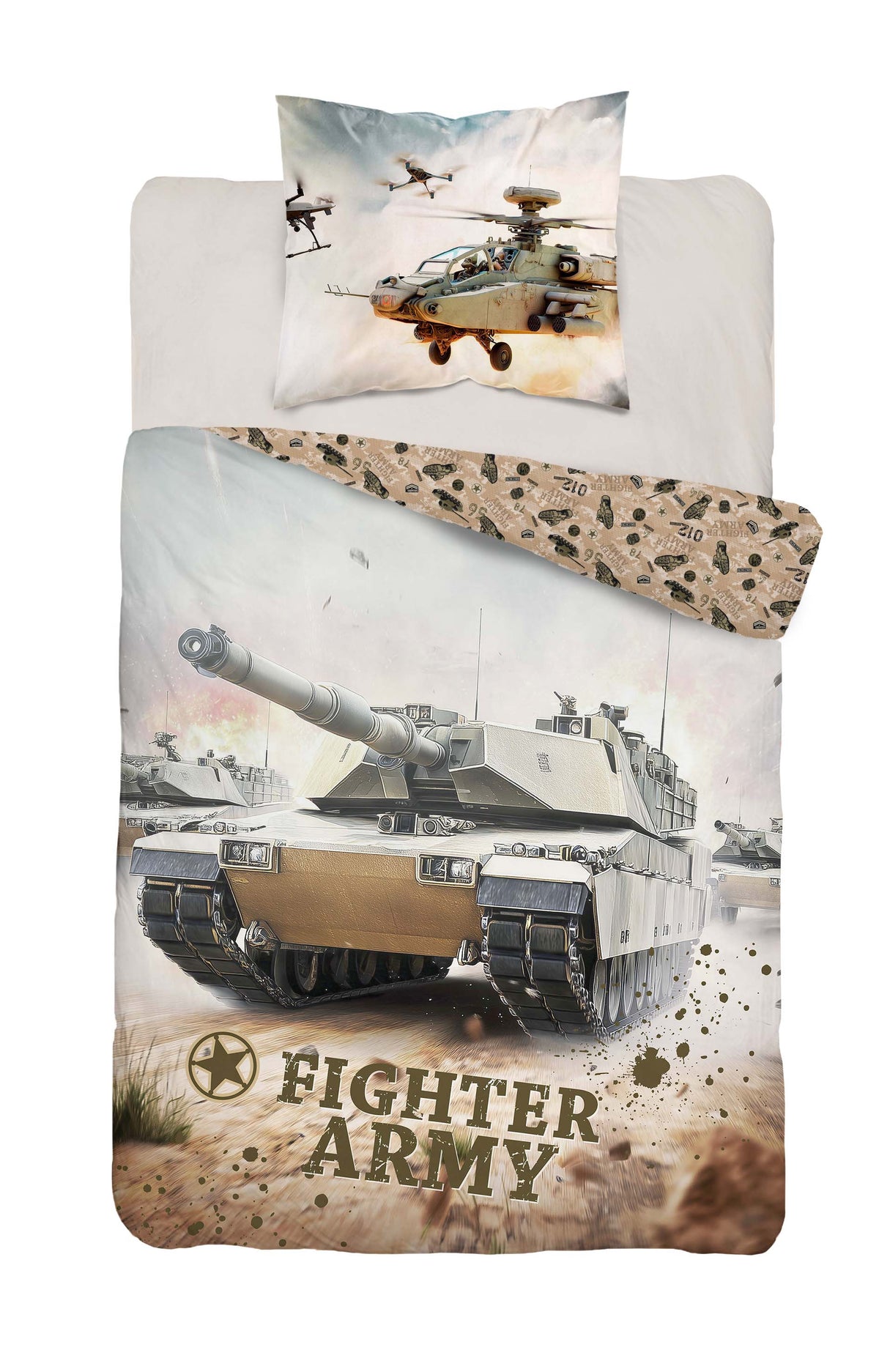 Army Leger Tank Dekbedovertrek 140x200 Katoen