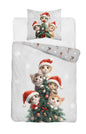 Christmas Dekbedovertrek 140x200 Kerst Katoen Xmas Sneeuw Kitten