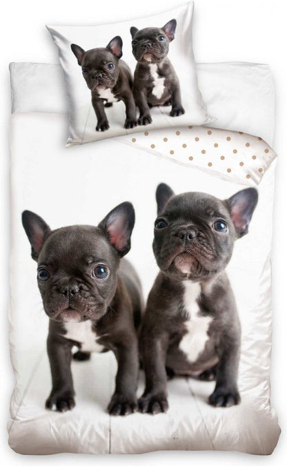 Franse Bulldog dekbedovertrek 140x200 Duurzaam Puppy