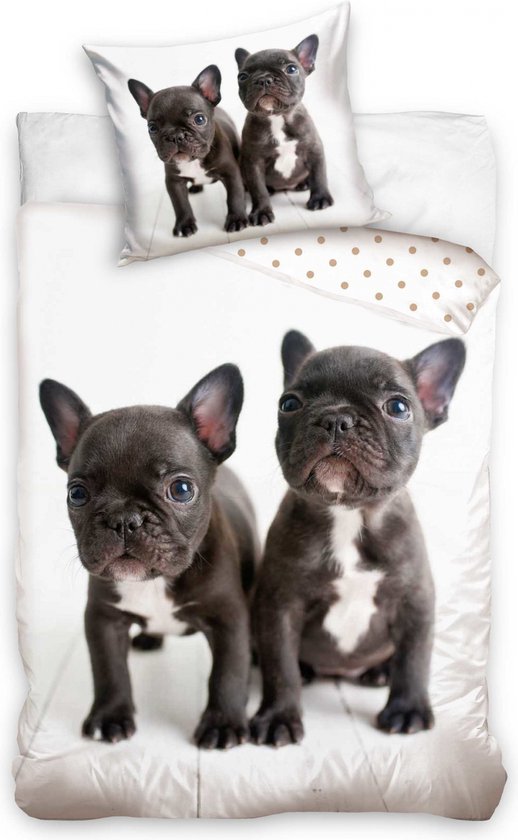 Franse Bulldog dekbedovertrek 140x200 Duurzaam Puppy