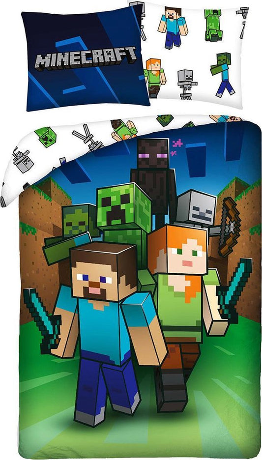 Minecraft Dekbedovertrek 140x200cm 2in1 Duurzaam