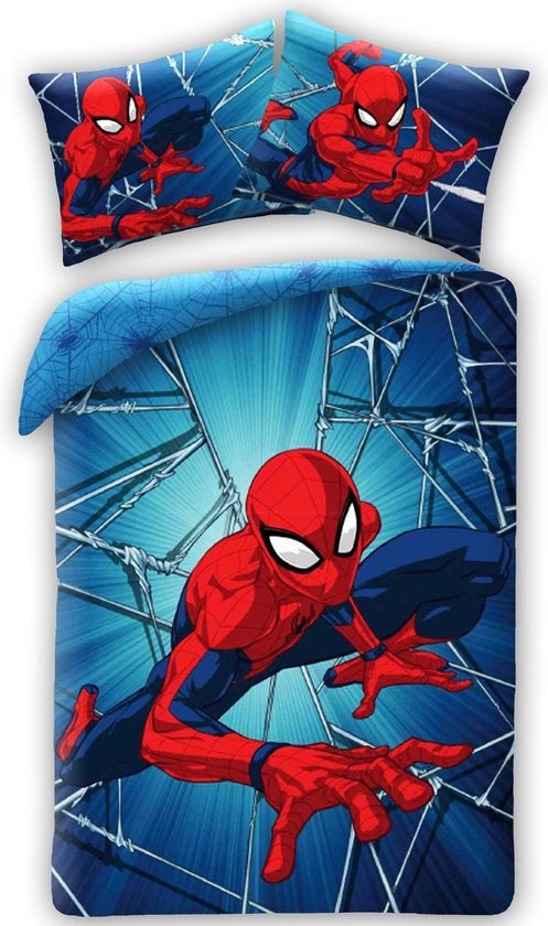 SpiderMan Dekbedovertrek Web Eenpersoons 140x200 2in1 Duurzaam Katoen