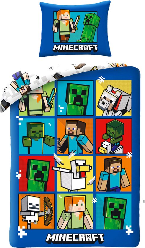 Minecraft Dekbedovertrek 140x200 Katoen 2in1