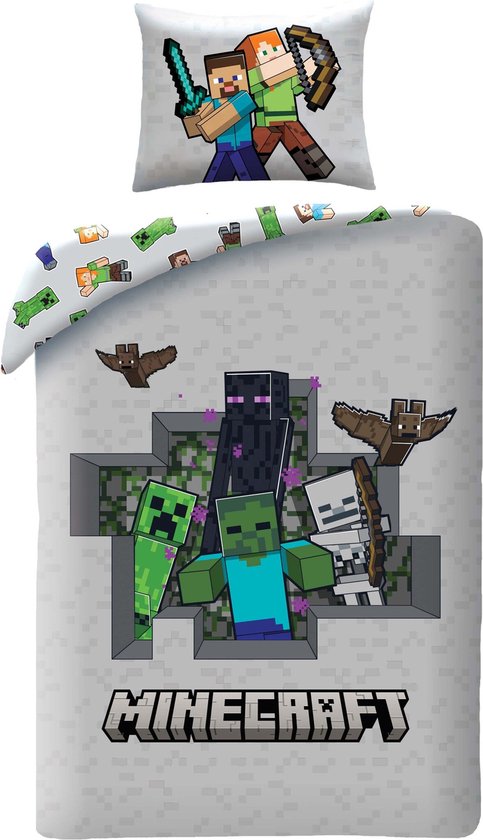 Minecraft Dekbedovertrek Eenpersoons 140x200 duurzaam