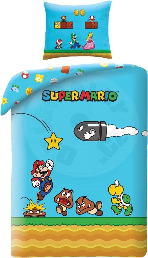 Super Mario Dekbedovertrek 140x200 2in1 Duurzaam Polyester