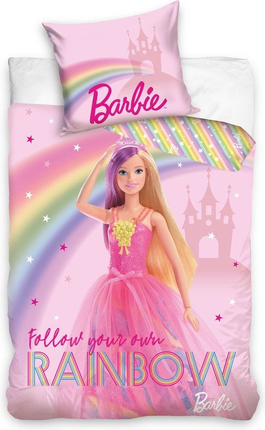 Barbie Dekbedovertrek Eenpersoons 140 x 200cm Katoen Grote Kussensloop 70x85cm
