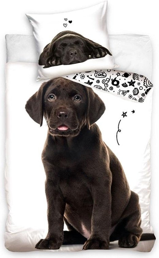 Labrador puppy hond dekbedovertrek 140x200 Duurzaam 2in1