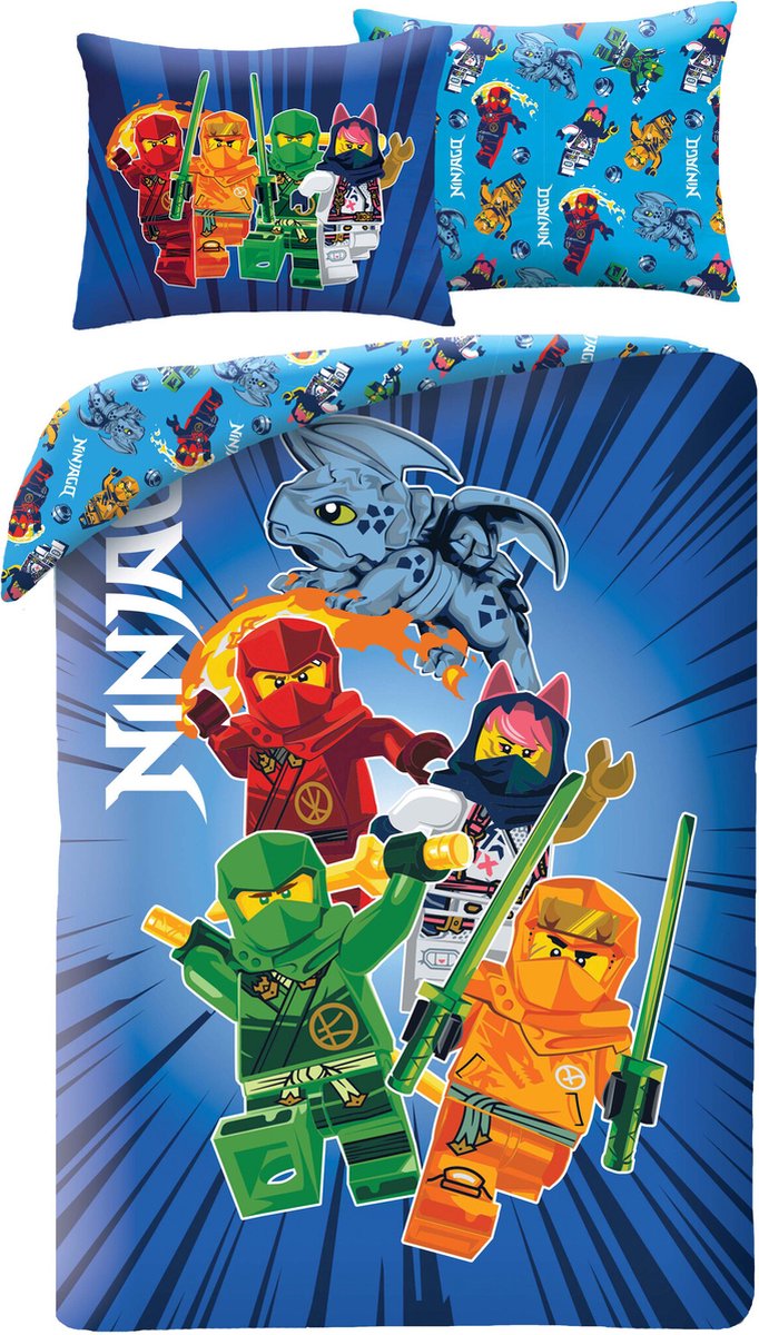 Lego Ninjago Dekbedovertrek 140x200 GroteKussensloop 70x90 Polyester