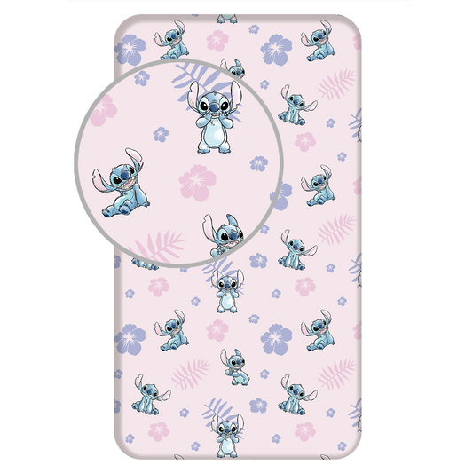 Lilo en Stitch Hoeslaken 90x200 Duurzaam Katoen Roze