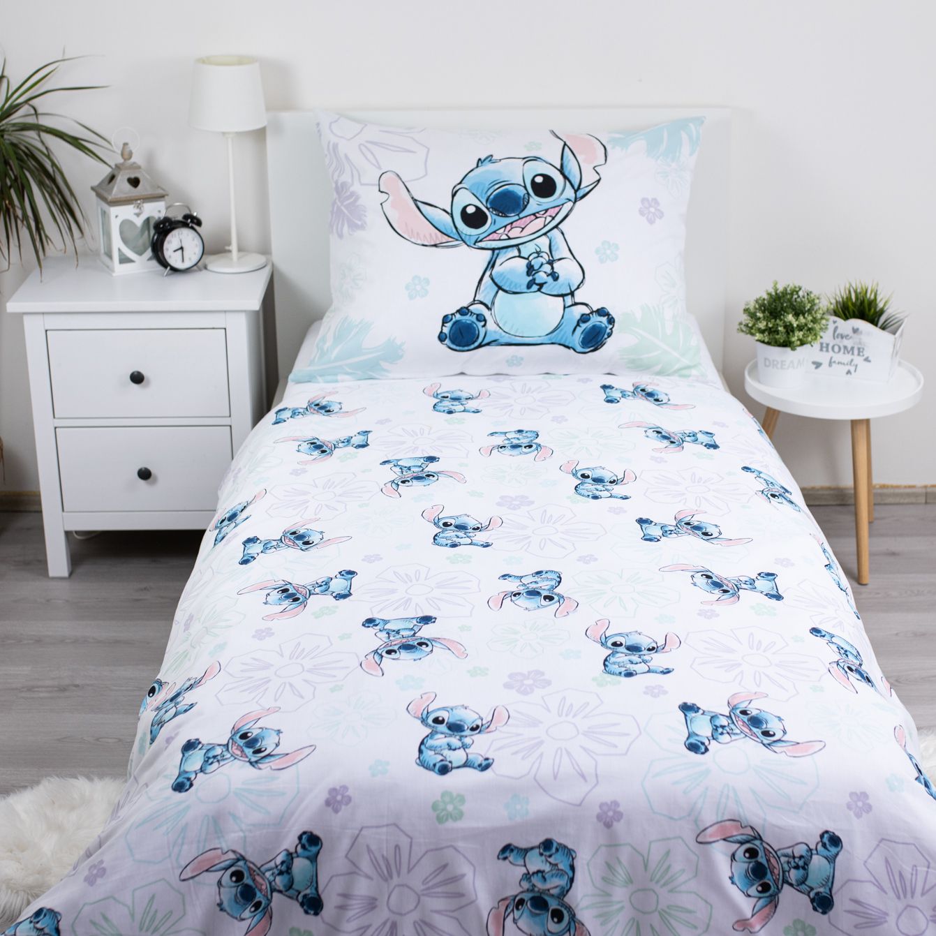 Disney Lilo Stitch Eenpersoons Dekbedovertrek 140x200 cm Katoen 2in1 Duurzaam