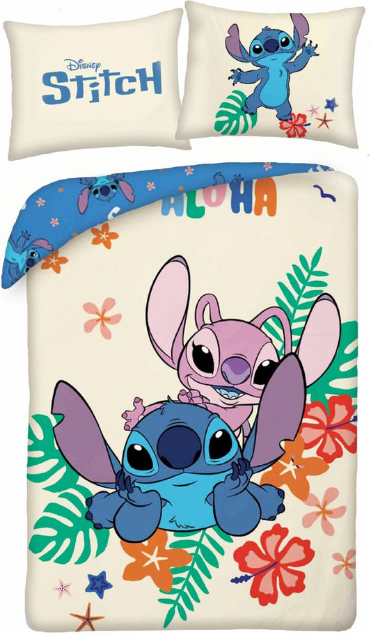 Disney Lilo Stitch Eenpersoons Dekbedovertrek 140x200 cm Katoen 2in1 Duurzaam