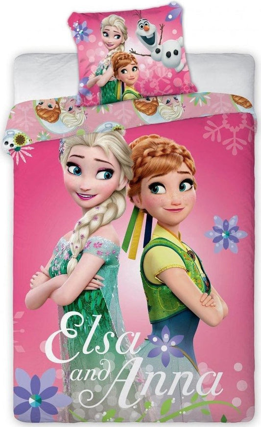 Disney Elsa en Anna Eenpersoons Beddekovertrek 100 cm x 135cm