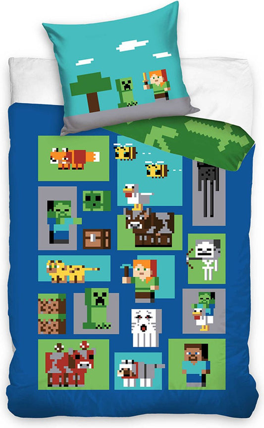 Minecraft Dekbedovertrek 140x200 Katoen 2in1