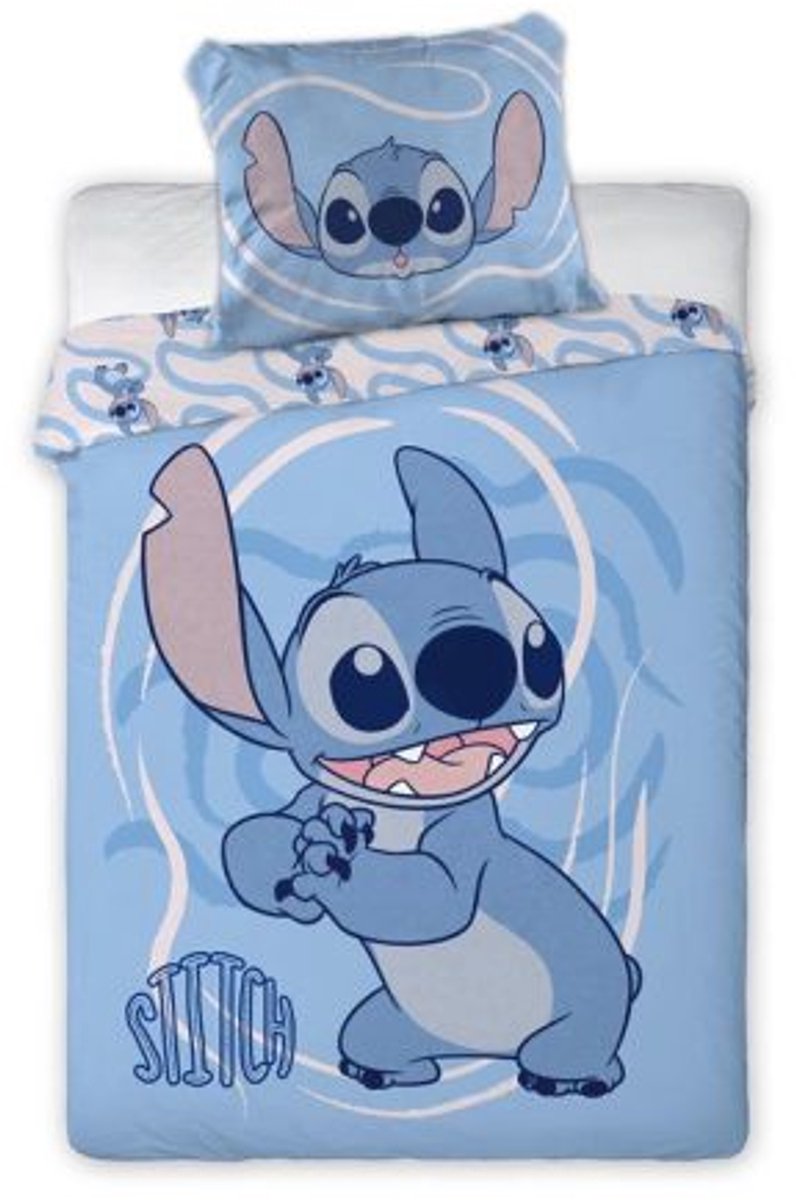 Disney Lilo Stitch Dekbedovertrek 100x135 2in1 Duurzaam Ohana Wit Ledikant Junior