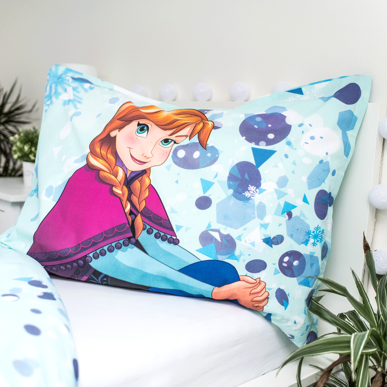 Disney Frozen Dekbedovertrek 140x200 Glow in the Dark Duurzaam 2in1 Licht Blauw