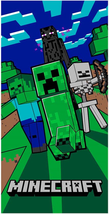 Minecraft Handdoek Creeper 70x140 Duurzaam Katoen