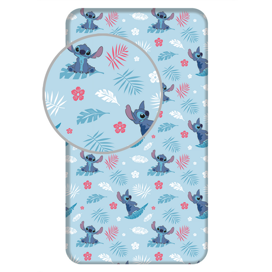 Lilo en Stitch Hoeslaken 90x200 Duurzaam Katoen Blauw