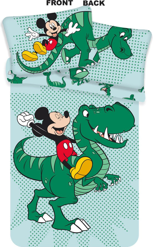 Mickey Mouse Junior Dekbedovertrek 100x135 Duurzaam Katoen 2in1 Dinosaurus