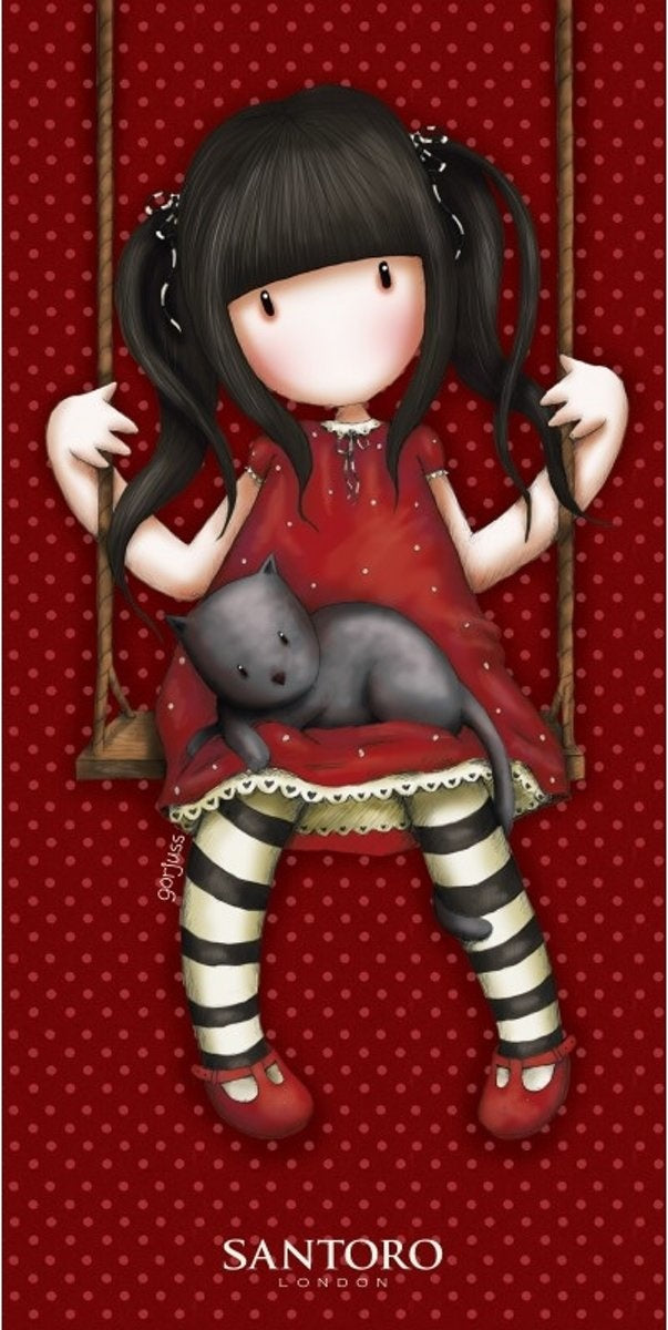 Gorjuss Santoro Handdoek 70x140 Duurzaam Red Girl on Swing