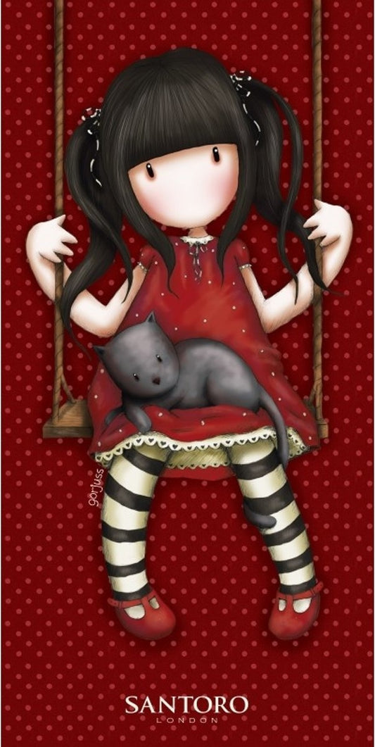 Gorjuss Santoro Handdoek 70x140 Duurzaam Red Girl on Swing