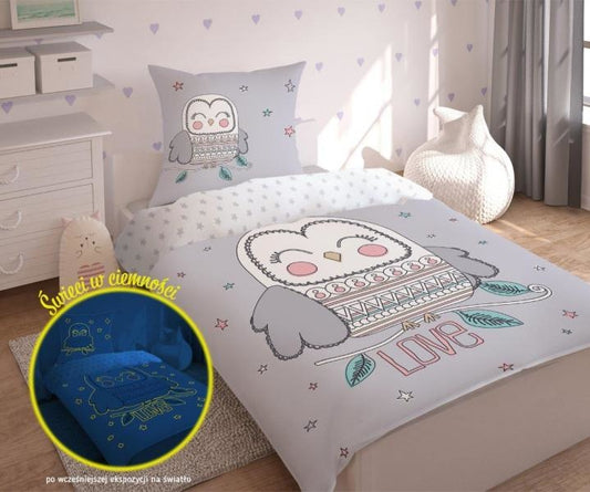 Uil LOVE dekbedovertrek Glow in the Dark
