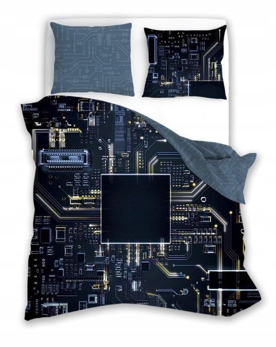 Dekbedovertrek 140x200 Glow in the Dark Printplaat Microchip Motief Kussensloop 70x90