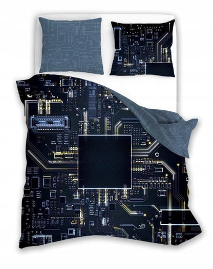 Dekbedovertrek 140x200 Glow in the Dark Printplaat Microchip Motief Kussensloop 70x90