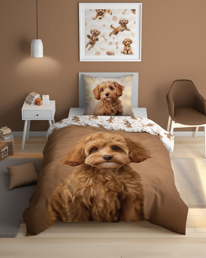 Labradoodle dekbedovertrek 140x200 Duurzaam Puppy 2in1