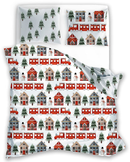 Kerst Dekbedovertrek Christmas 220x200cm  Kussensloop 70x80cm Katoen