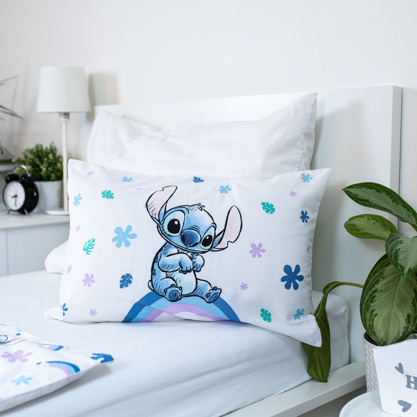 Disney Lilo Stitch Dekbedovertrek 100x135 2in1 Duurzaam Ohana Wit