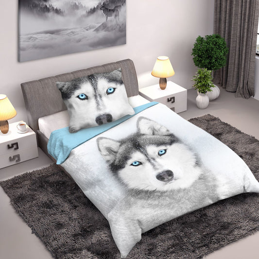 Husky Hond Dekbedovertrek 140x200 Duurzaam Katoen2in1