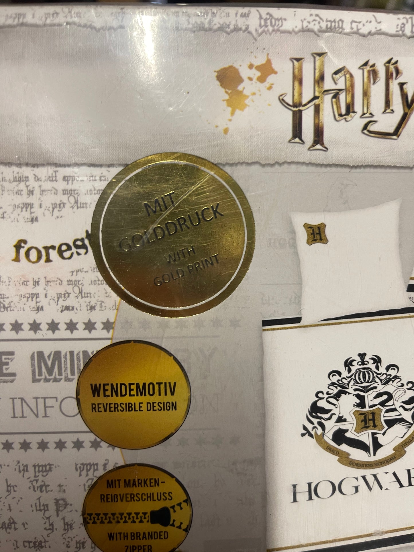 Harry Potter Dekbedovertrek 140x200 Glitter Goud 2in1 Duurzaam