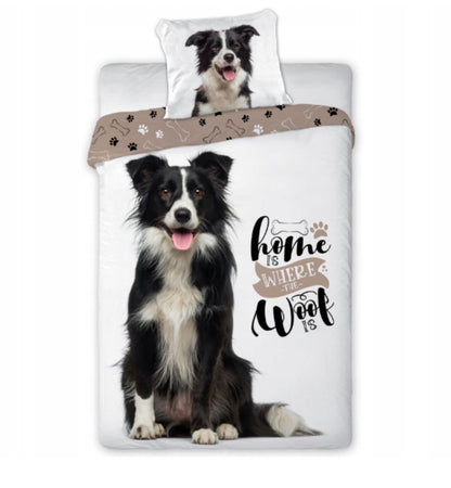Border Collie Hond Dekbedovertrek 140x200 Duurzaam Katoen 2in1