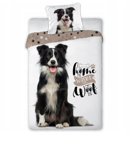 Border Collie Hond Dekbedovertrek 140x200 Duurzaam Katoen 2in1