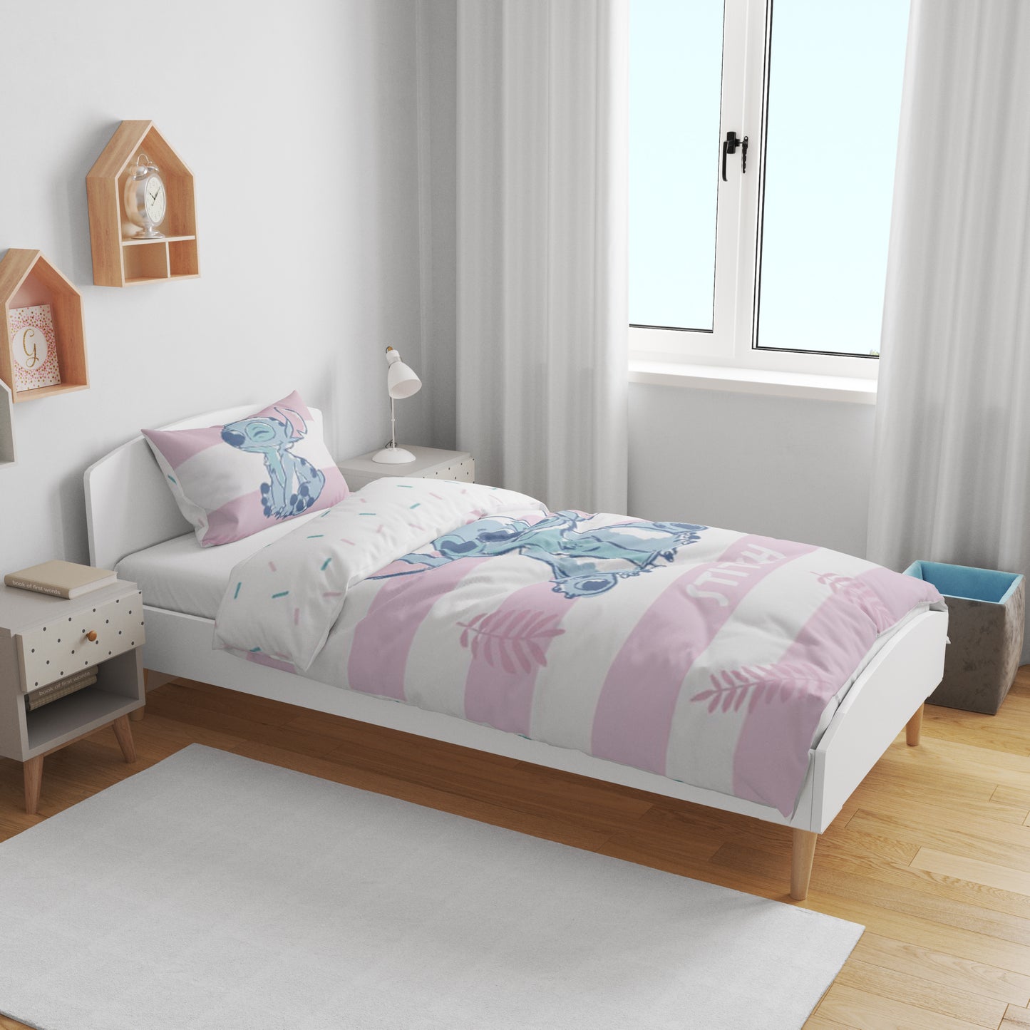 Disney Lilo Stitch Eenpersoons Dekbedovertrek 140x200 cm Katoen 2in1 Duurzaam