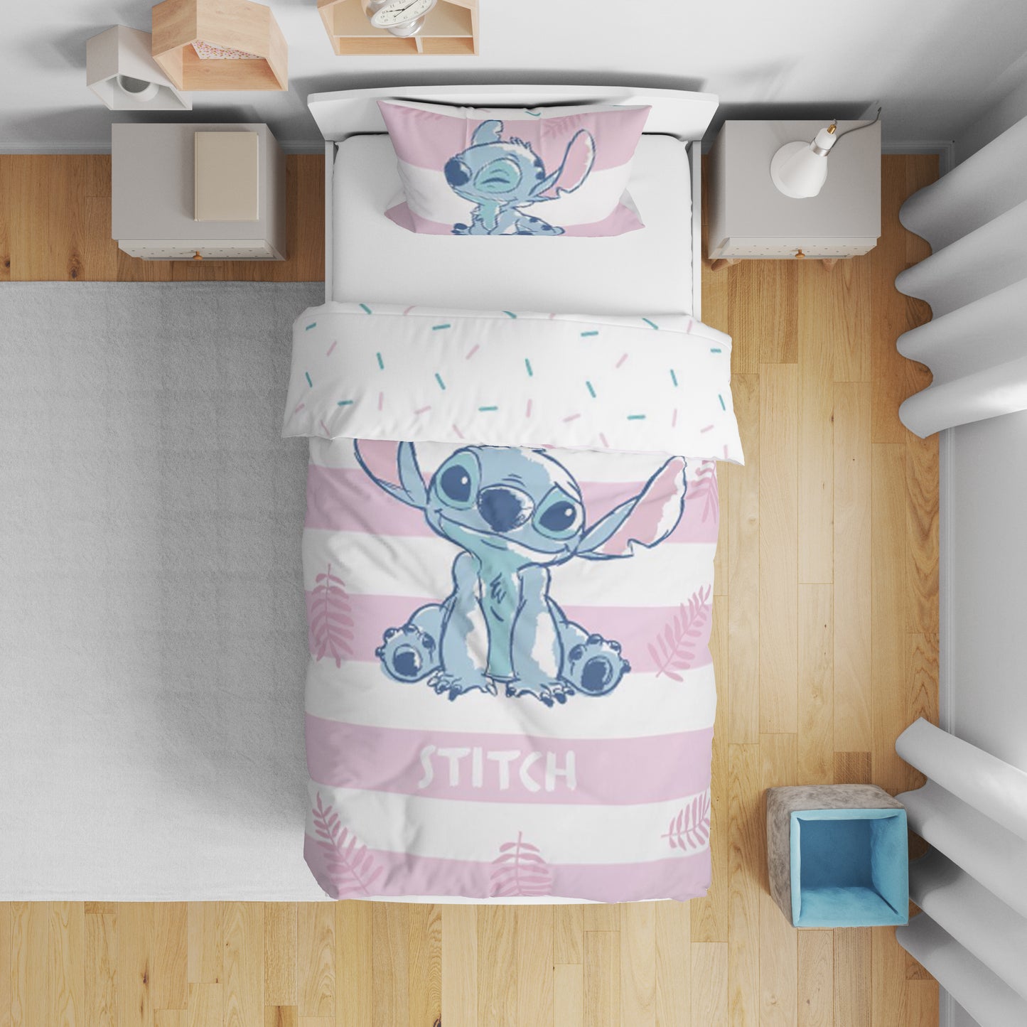 Disney Lilo Stitch Eenpersoons Dekbedovertrek 140x200 cm Katoen 2in1 Duurzaam