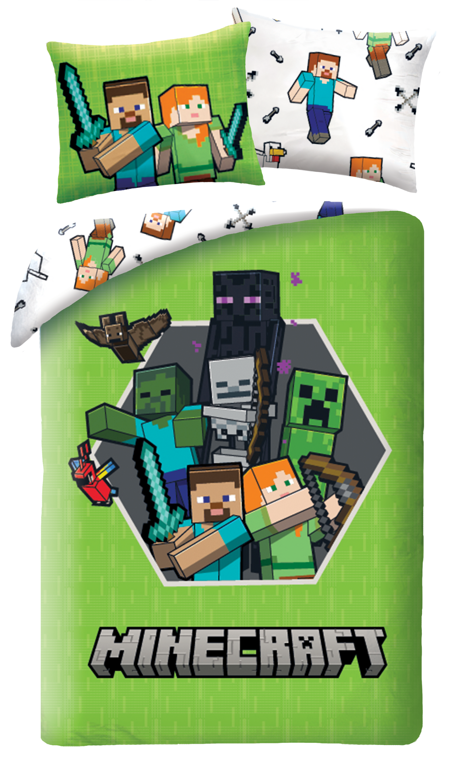 Minecraft Dekbedovertrek Eenpersoons 140x200 duurzaam Polyester