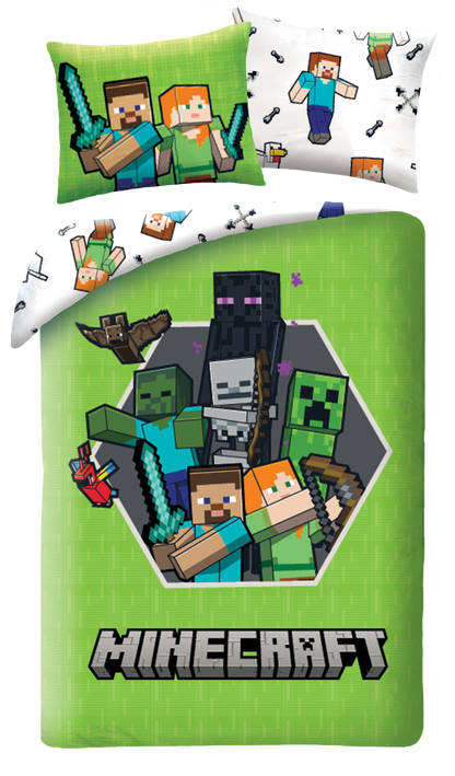 Minecraft Dekbedovertrek Eenpersoons 140x200 duurzaam Polyester