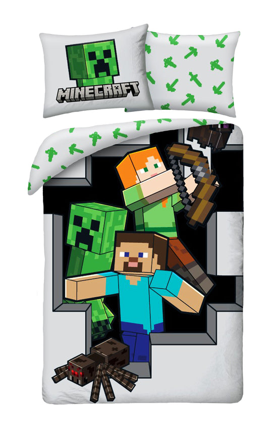 Minecraft Dekbedovertrek 140x200cm 2in1 Duurzaam KATOEN