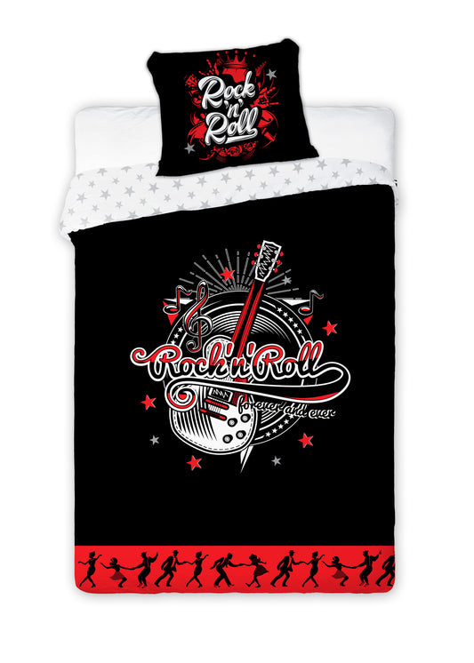 Rock 'n Roll Dekbedovertrek  140x200 Duurzaam Katoen 2in1 GLOW in the Dark