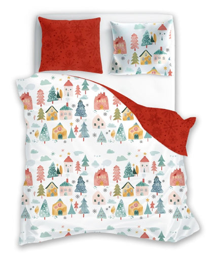Christmas Dekbedovertrek 140x200 Kerst Katoen Santa Xmas Kerstman 2in1