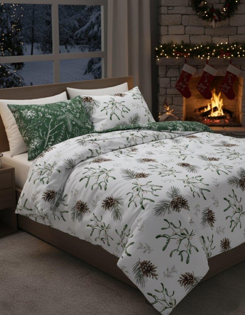 Kerst Dekbedovertrek Christmas 220x200cm Kussensloop 70x80cm Katoen