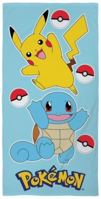Pokemon Handdoek 140x70cm Katoen Duurzaam Pikachu Squirtle