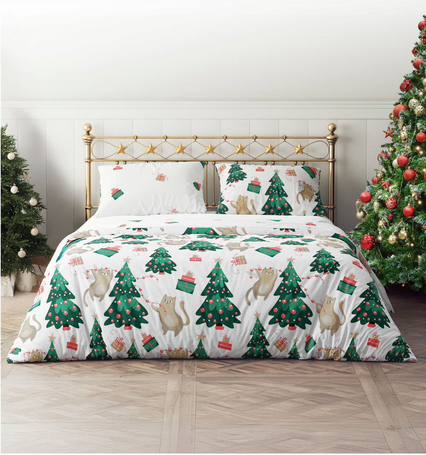 Dekbedovertrek Kerst Kerstbomen Blauw 140x200 Christmas Xmas Polyester
