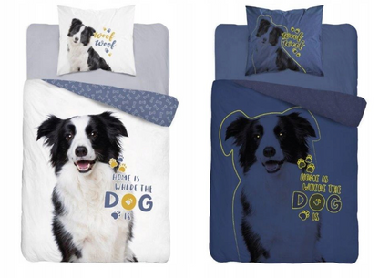 Border Collie Hond Dekbedovertrek 140x200 Duurzaam Katoen 2in1 GLOW in the DARK
