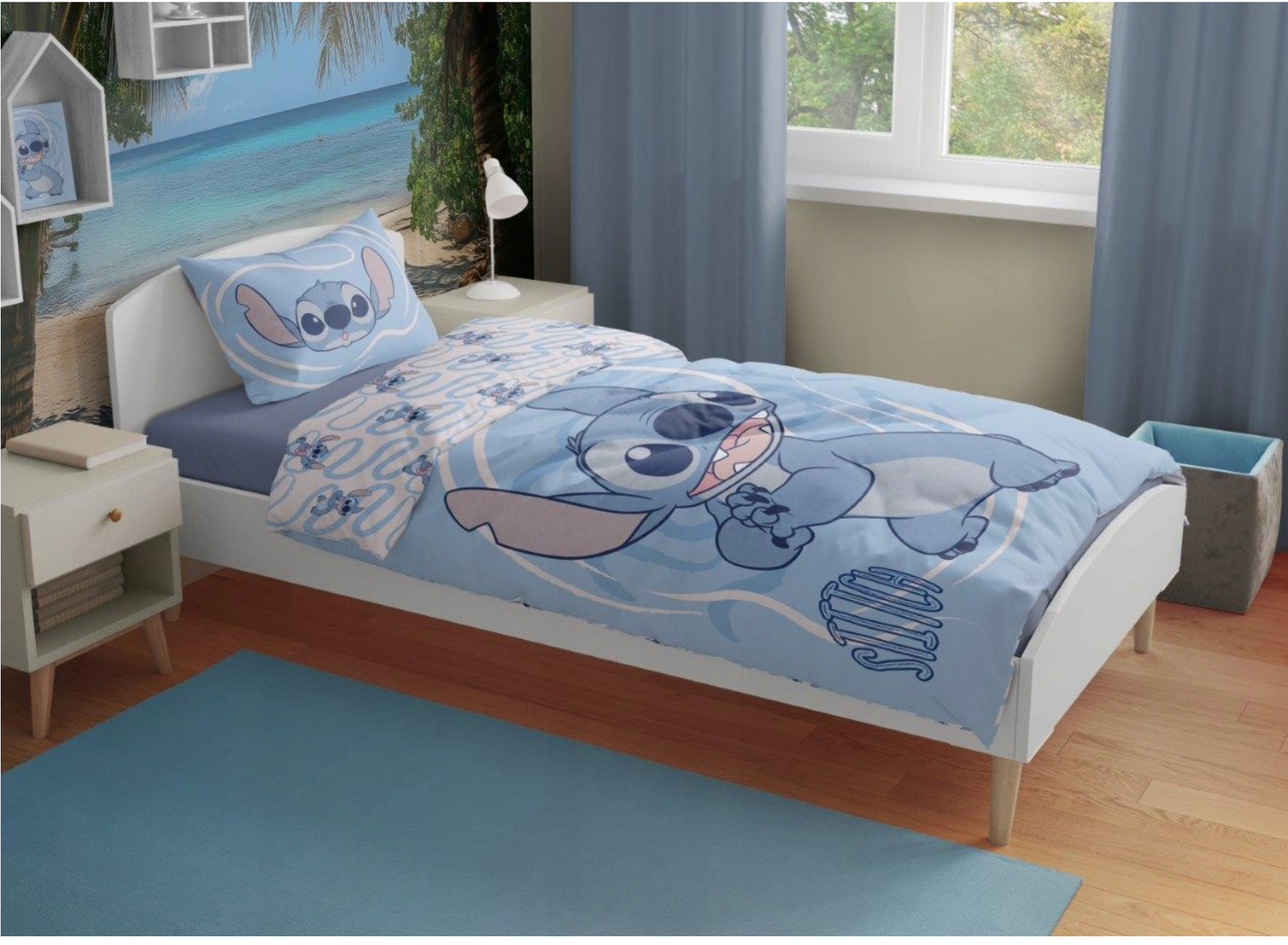 Disney Lilo Stitch Eenpersoons Dekbedovertrek 140x200 cm Katoen 2in1 Duurzaam