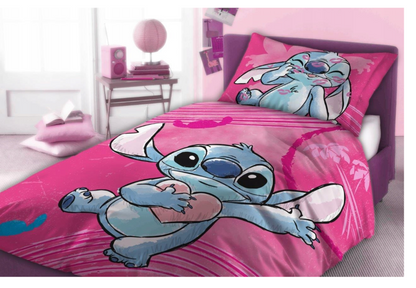 Disney Lilo Stitch Eenpersoons Dekbedovertrek 140x200 cm Katoen 2in1 Duurzaam