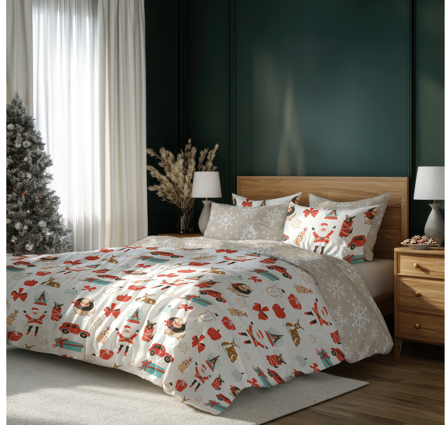 Kerst Dekbedovertrek 140x200 Satijn Microfiber Duurzaam