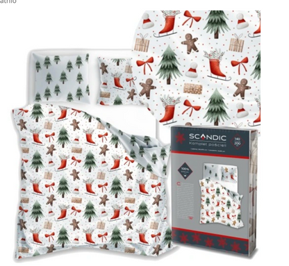 Christmas Dekbedovertrek 140x200 Kerst Katoen Santa Xmas Kerstman 2in1